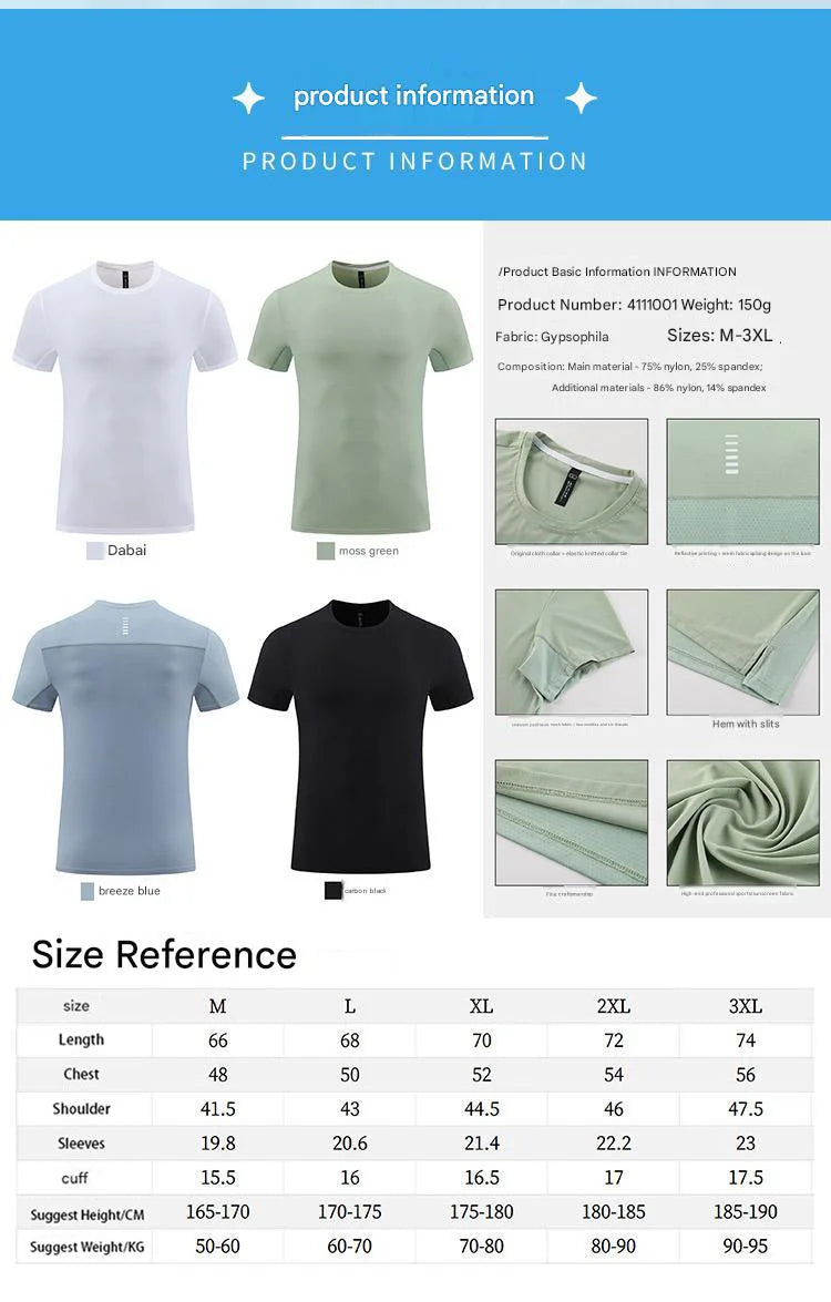 #4111001-XIYU Custom  LOGO Dry fit New Men's High Elastic Sports Casual T-shirt Cool Breathable Quick Drying Outdoor Sports