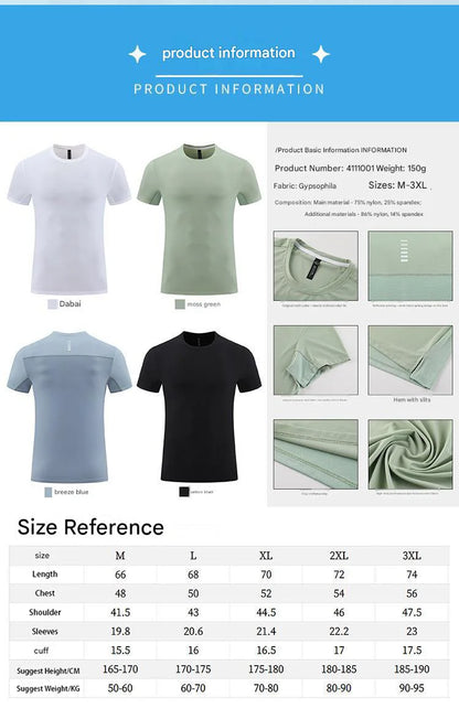 #4111001-XIYU Custom  LOGO Dry fit New Men's High Elastic Sports Casual T-shirt Cool Breathable Quick Drying Outdoor Sports