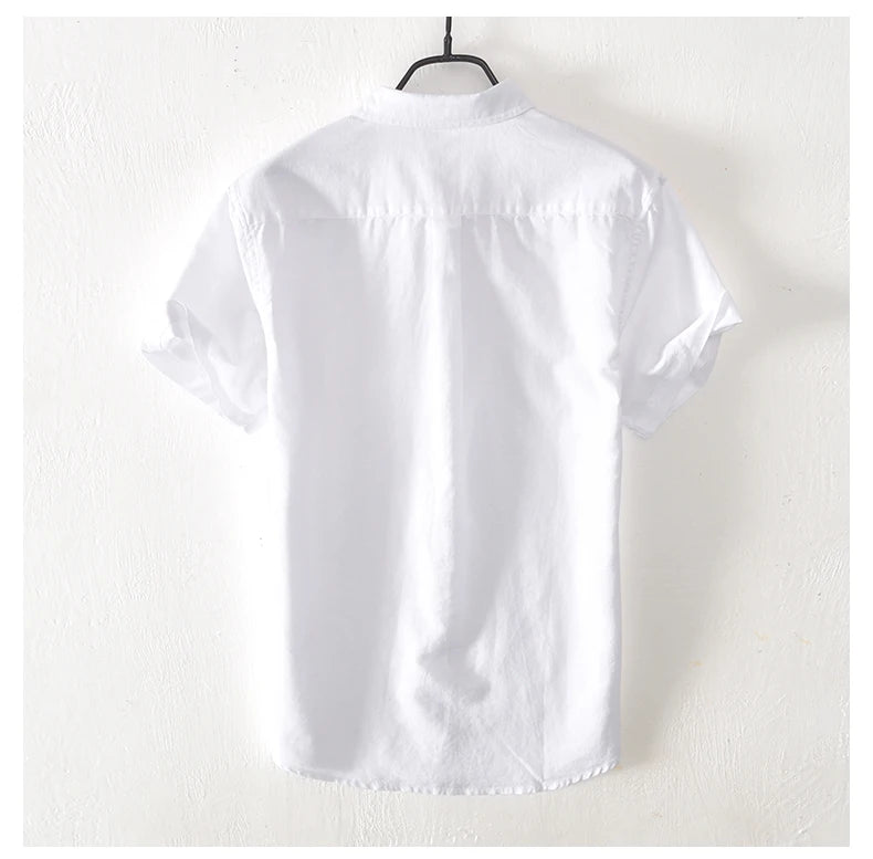 Summer Linen Cotton Men's POLO Collar Shirt Casual Business Short Sleeved Cardigan Fashion Loose Breathable Comfortable T-shirt