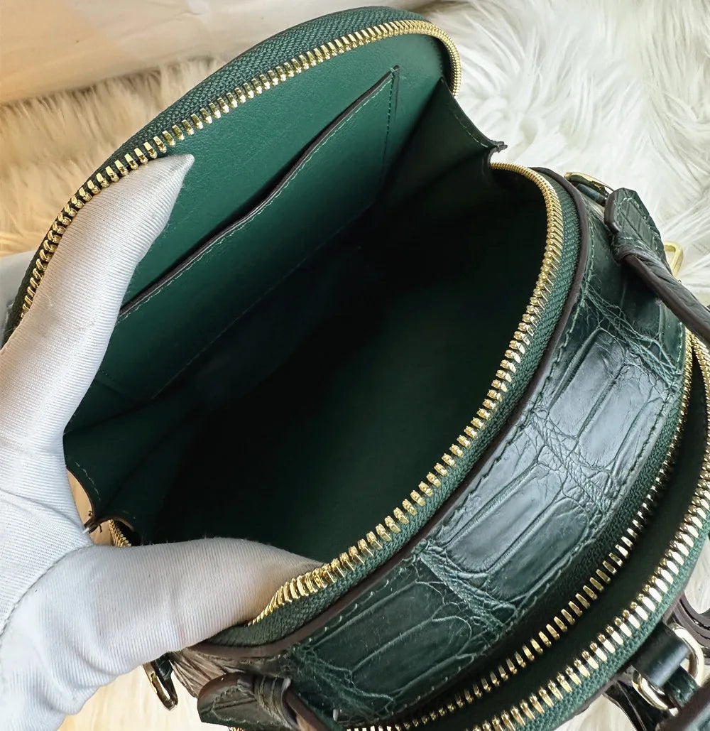 Authentic crocodile leather women's handbag real crocodile leather women's round shoulder bag fashion wallet