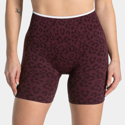 Leopard Print Yoga Shorts Women Seamless High Waist Workout Shorts Fitness Yoga Lift Butt Fitness Yoga Gym Running Short Pants