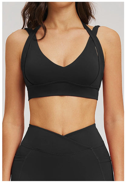 Solid Color Yoga Bra Women Sexy Gym Workout Crop Top Shockproof Sports Underwear Female Beautiful Back Sports Bra Fitness Top