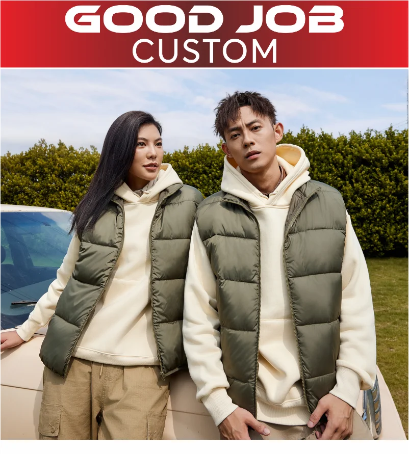 Winter Warm Down Vest Custom Team Logo Casual Sleeveless Jacket Printing Pattern Chill -proof Coat Production Company Brand Text