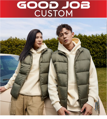 Winter Warm Down Vest Custom Team Logo Casual Sleeveless Jacket Printing Pattern Chill -proof Coat Production Company Brand Text