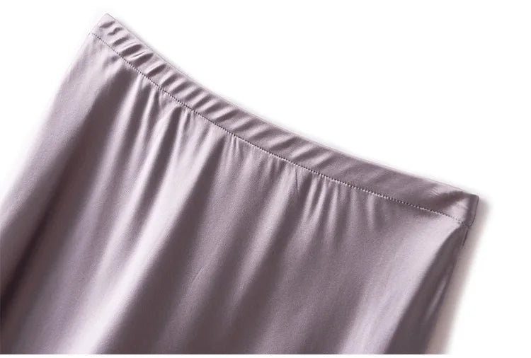 SuyaDream Silk Skirt for Woman 93%Silk 7%Spandex Solid A-line 2025 Spring Summer Chic Mid Skirts