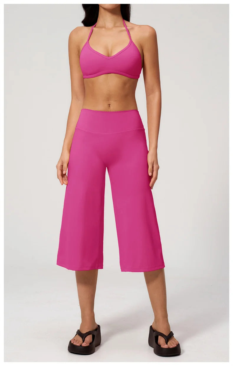 TRY TO BN Wide Leg Yoga Medium Pants Women Naked Feel High Waist Tummy Control Buttery Soft Gym Fitness Running Workout Bottoms