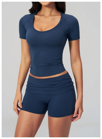 Sexy Women Yoga Shirts Fitness Sports T-Shirts Gym Workout Short Sleeve Top Running Active Wear Femme Sports Top Workout Shirts