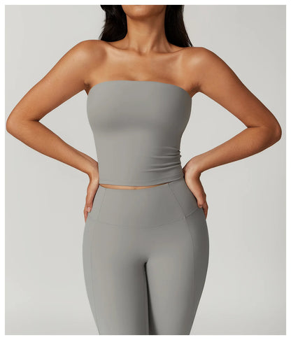 Custom LOGO Women's Strapless Tube Top Sexy Back Sports Underwear Women's Shockproof Quick-Drying Fitness Yoga Top