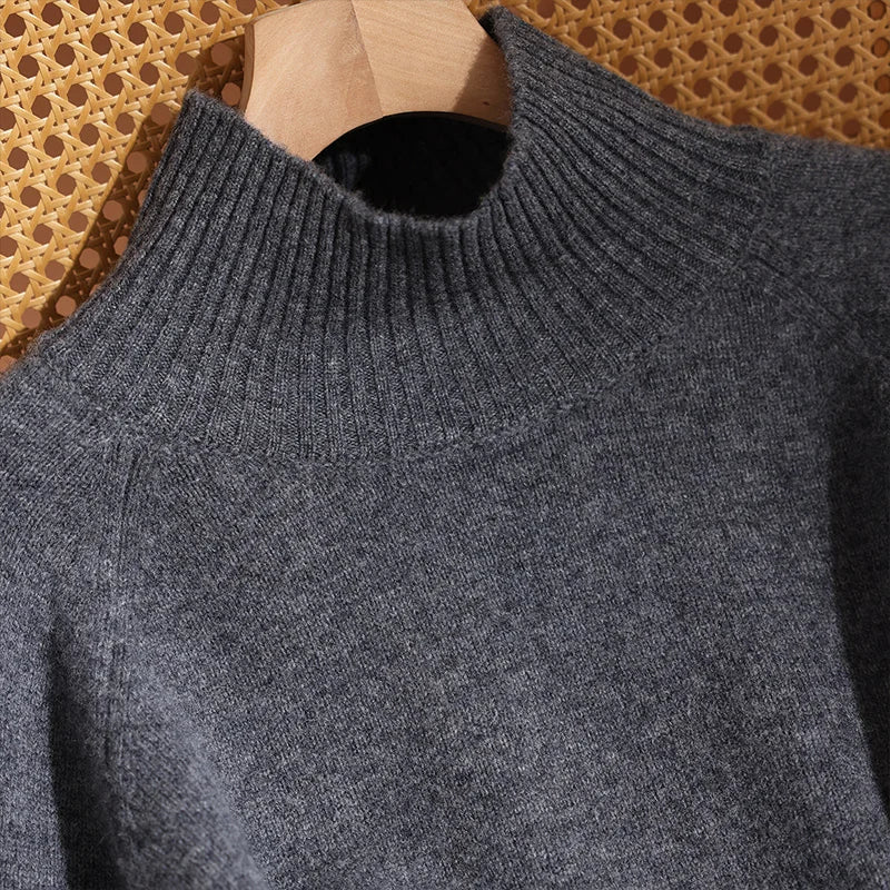 CHICUU Women's 100% Wool Sweater Pants Set Thick Mock Neck Pullover Wide Leg Pants Autumn Winter Warm Casual Wool Knitwear Suit