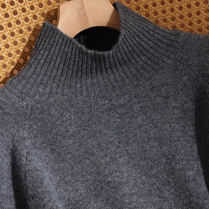 CHICUU Women's 100% Wool Sweater Pants Set Thick Mock Neck Pullover Wide Leg Pants Autumn Winter Warm Casual Wool Knitwear Suit