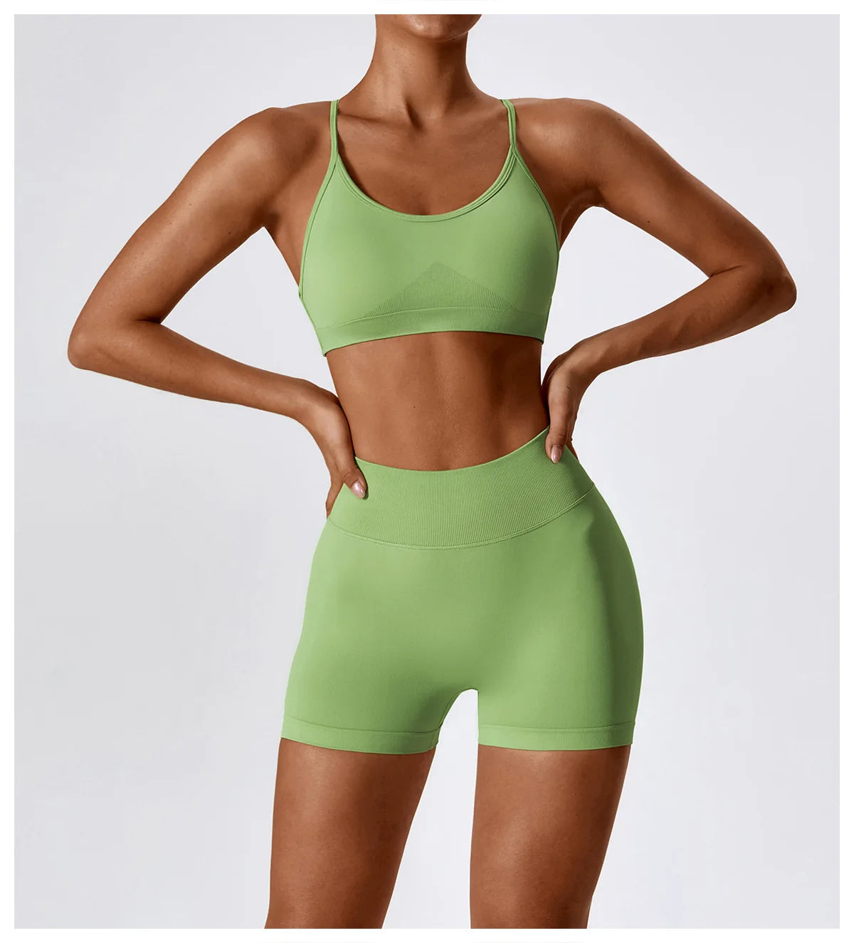 Seamless Yoga Set Gym Suits With Shorts Crop Top Sexy Bra Women's Pants 2 Pieces Set Running Workout Outfit Fitness Clothing