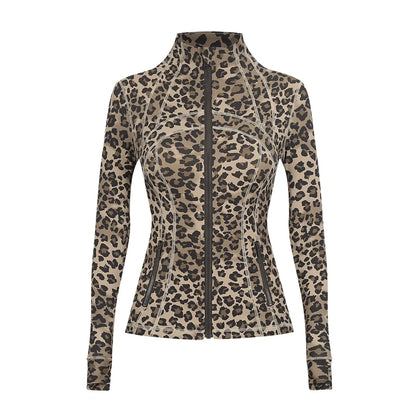 Personalized LOGO custom women's gold zip jacket tight stand-up collar quick-drying fitness running yoga suit 41-color S-3XL top
