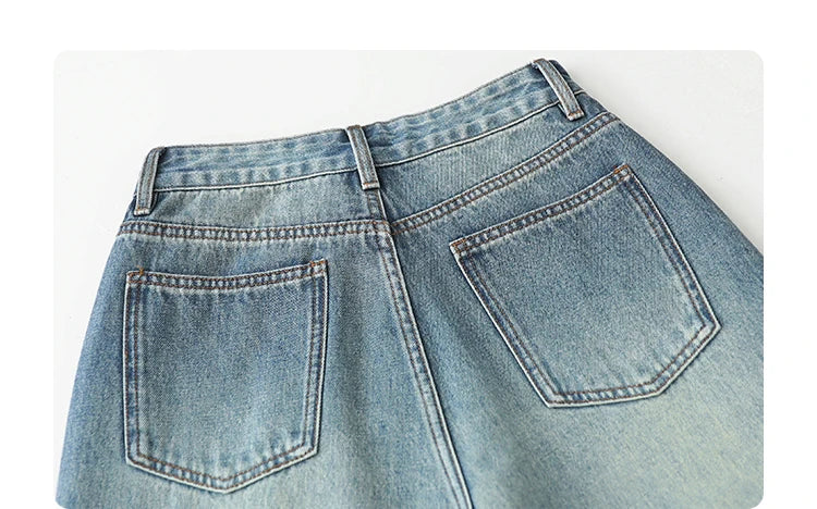 CHIC VEN Women Jeans Loose Casual High Waisted Wide Leg Ripped Rough Edge Denim Pants Female Trousers Spring Autumn 2025
