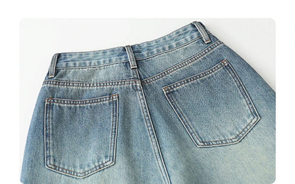 CHIC VEN Women Jeans Loose Casual High Waisted Wide Leg Ripped Rough Edge Denim Pants Female Trousers Spring Autumn 2025