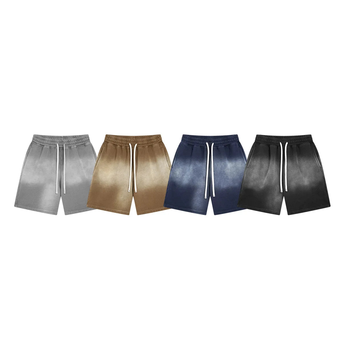 Customized LOGO Men's 2025 New 430G Heavy 100% Cotton Spray Dyeing Old Shorts Street Tide Washing Retro Loose Pants