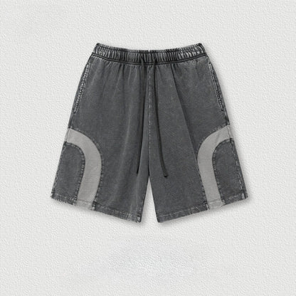 Customized LOGO men's summer European and American hip-hop style splicing contrasting shorts loose straight five-point pants
