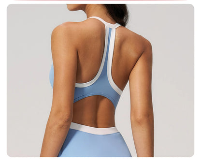 Custom LOGO women's nude yoga dress hollow breathable slim fitness sports quick-drying short skirt