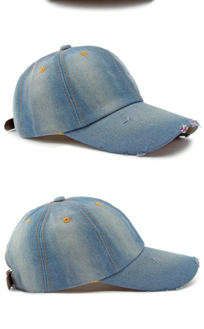 Akkad Kuti 2025 New Launch Distressed Washed Denim Cap Unisex Retro UV Protection Outdoor Sun Hat
