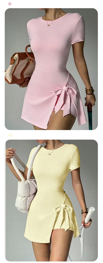 TRY TO BN Yoga Jumpsuit Sports Skirt Breathable Sportswear Fitness Workout Bodysuit One Piece Set Tennis Skirt Gym Woman Clothes