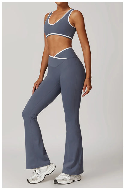 Yoga Set Women Sportswear 2PCS Gym Set High Waist Leggings Sports Bra Fitness Vest Athletic Wear Women's Suit Workout Clothes