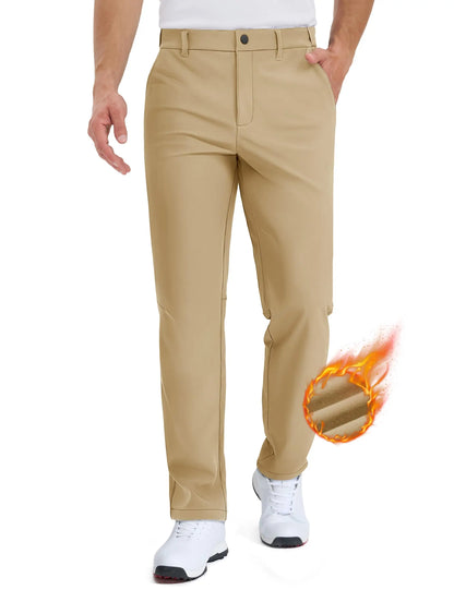 TACVASEN Winter Golf Pants for Men Fleece Lined Work Business Casual Dress Slacks Water Resistant Stretch Warm Trousers
