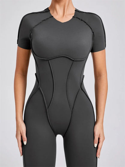 TRY TO BN Sport Jumpsuit Short Sleeves Backless Fitness Yoga Pant Workout Bodysuit One Piece Sportswear Tights Women Gym Clothes