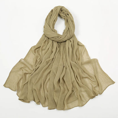 New Arrival Crinkle Rayon Hijab Women Muslim Scarf Shawls Solid Headscarf Wraps Big Size Plain Islamic Turban Headbands Foulard