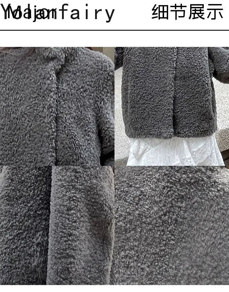 YOLANFAIRY 100% Genuine Leather Jacket Women Warm Natural Fur Coat Woman Winter Short Real Lamb White Fur Coats Jaqueta Feminina