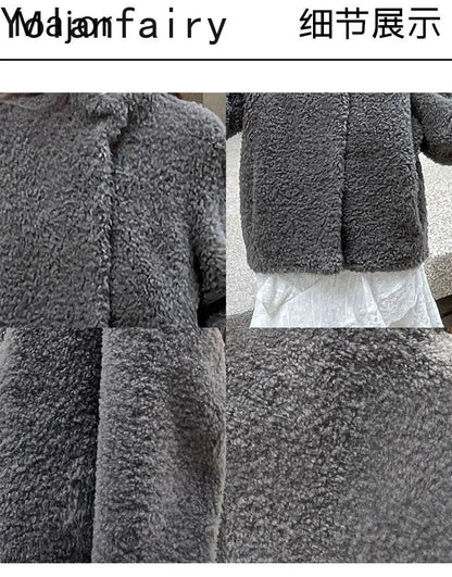 YOLANFAIRY 100% Genuine Leather Jacket Women Warm Natural Fur Coat Woman Winter Short Real Lamb White Fur Coats Jaqueta Feminina