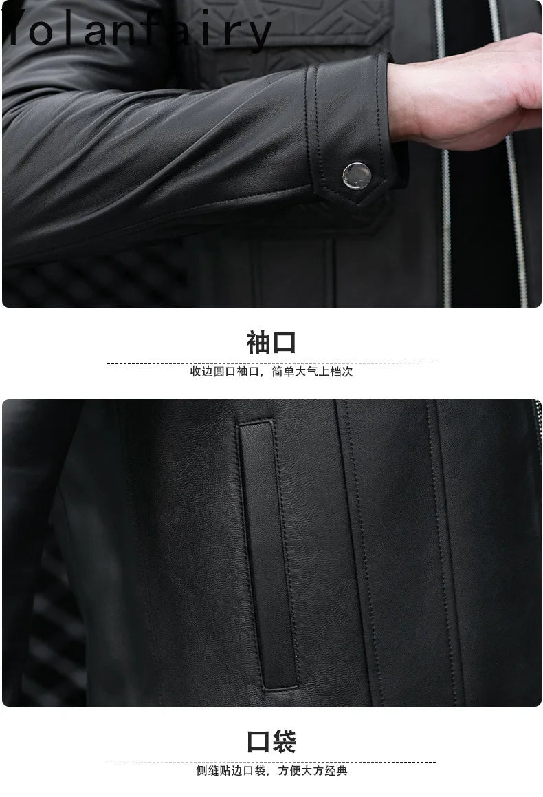 YOLANFAIRY Top Quality Real Sheepskin Genuine Leather Jacket Man Clothing Short Casual Leather Coat Soft Leather Jackets abrigos