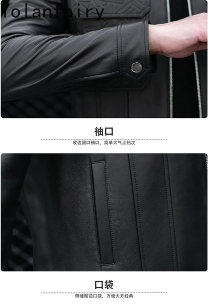 YOLANFAIRY Top Quality Real Sheepskin Genuine Leather Jacket Man Clothing Short Casual Leather Coat Soft Leather Jackets abrigos