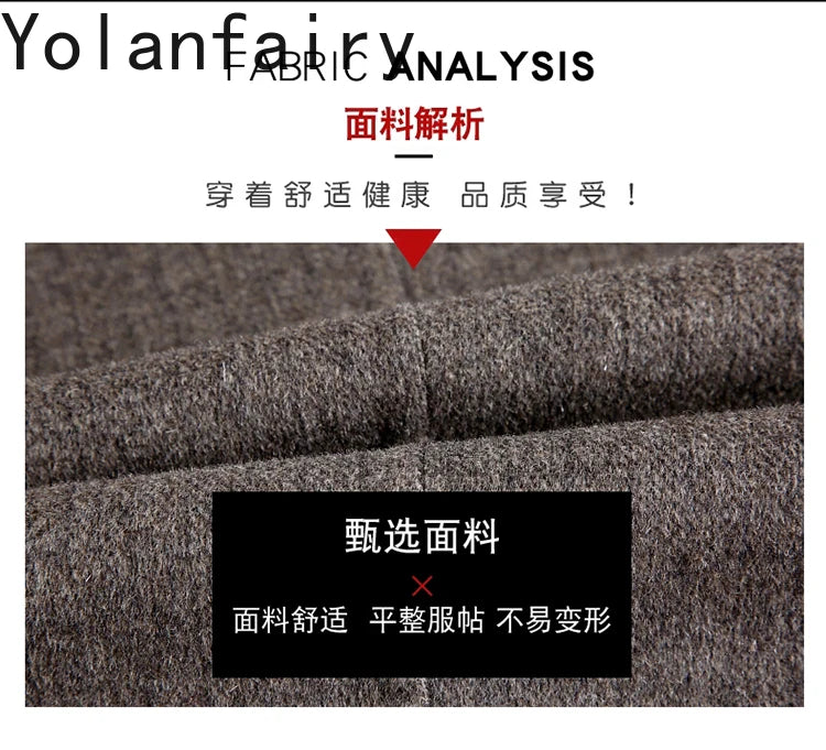 YOLANFAIRY 100% Cashmere Jacket for Men 2025 Autumn Winter Mid-length Wool Coats Man Clothing Casual Business Men's Woolen Coat