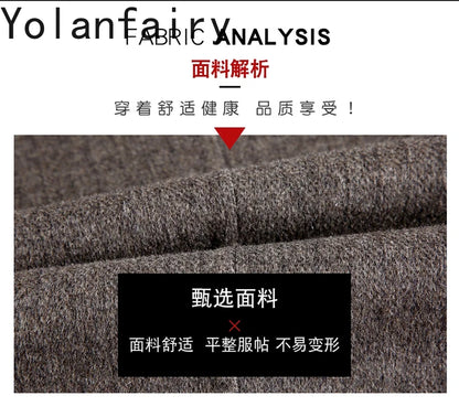 YOLANFAIRY 100% Cashmere Jacket for Men 2025 Autumn Winter Mid-length Wool Coats Man Clothing Casual Business Men's Woolen Coat