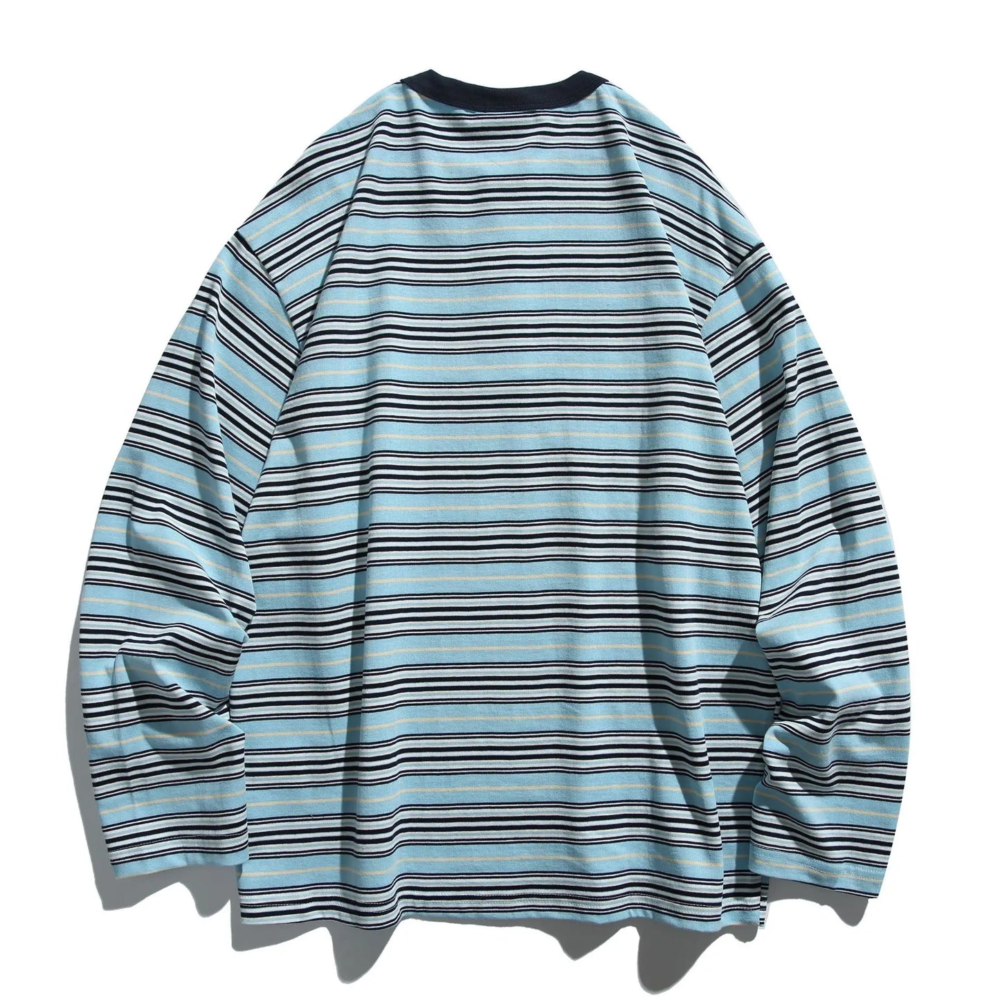2026 New Japanese Retro Hoodie Trendy City Boys Loose Striped Long Sleeve T-shirt Men's and Women's Casual Sweater
