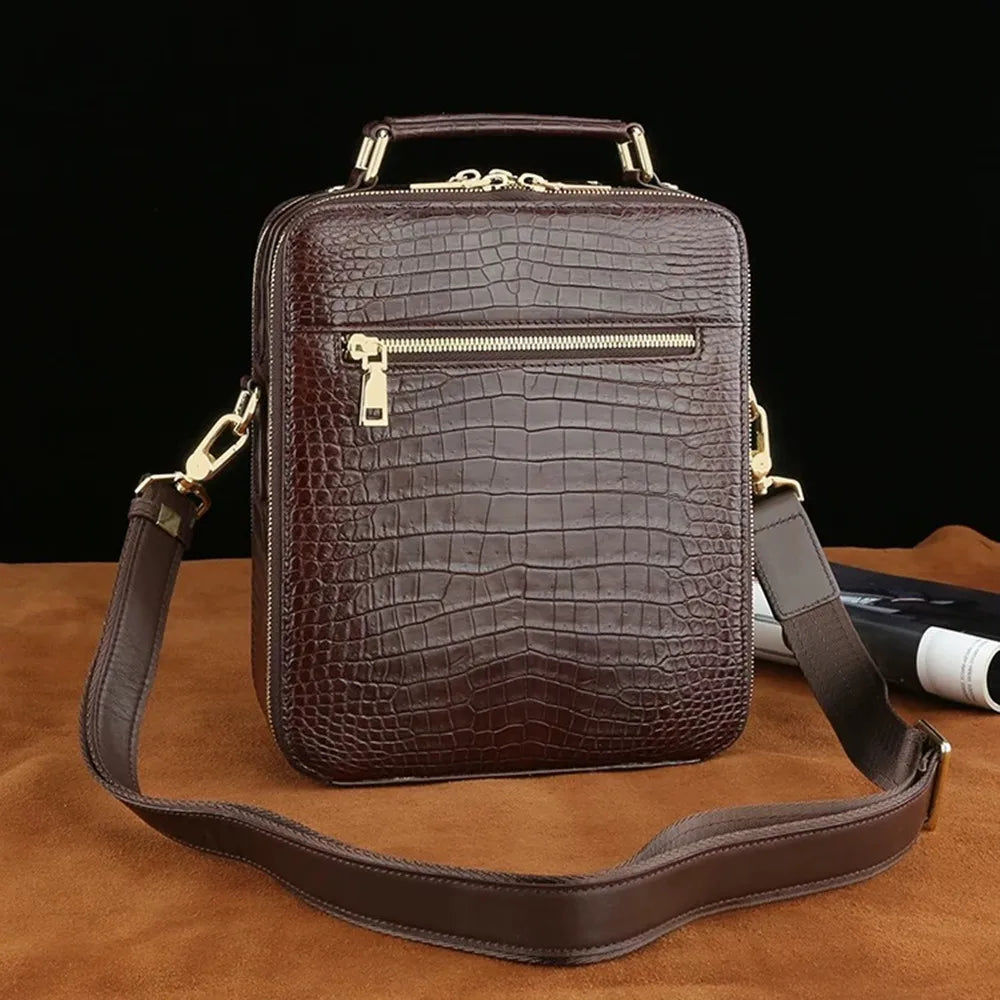 Real crocodile leather large-capacity men's handbag authentic crocodile leather business bag fashion men's shoulder bag