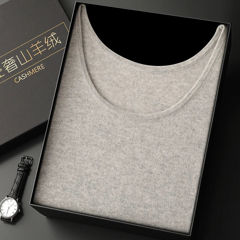 DjzDsm 2025 New H-Shaped Vest Men's Clothing 100% Pure Cashmere Pullover Solid Color Daily Interior Wear Suspender Knit Sweater