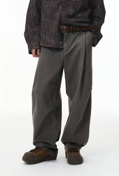 Custom LOGO men's clothing 98% cotton pleated tooling wide-leg pants autumn new loose casual men's trousers