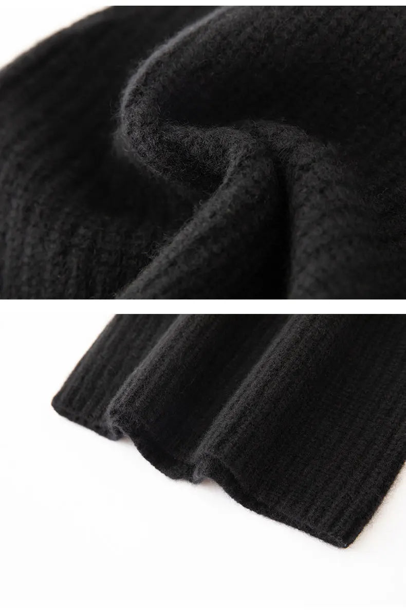 DjzDsm New Autumn/Winter Men's High-end 100% Goat Cashmere Pullover Hat With Elastic Knitted Warm Hat
