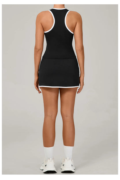 Women Tracksuit 2PCS Yoga Set Sexy Sport Bra High Waist Yoga Short Skirt Gym Clothes Fitness Sleeveless Workout Suit Sporstwear