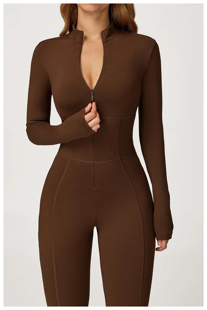 Winter Autumn Yoga Jumpsuit Women's One-piece Suit Sportswear Women Gym Rompers Long-sleeved Warm Overalls High Elastic Bodysuit