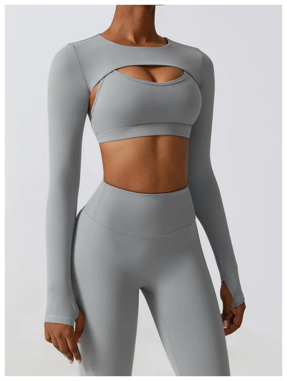 Customized LOGO women's autumn and winter tight yoga clothes quick-drying sports and thin fitness clothes three-piece set