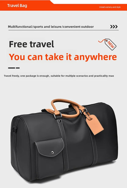 Custom Large Capacity Travel bag Totes Waterproof Crossbody Bag Man  Leather Travel Bag Handheld Bag print logo Business Handbag