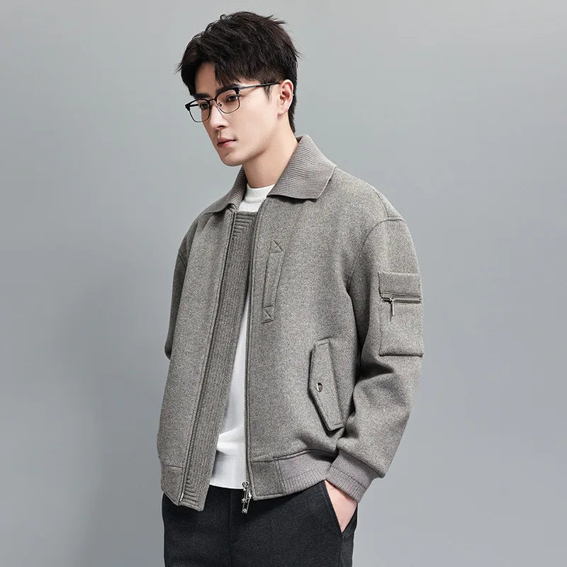 YOLANFAIRY 2025 Light Luxury 95% Wool 5% Cashmere Coats for Men Fashion Woolen Jacket Man Clothing Detachable Lapel Wool Coat