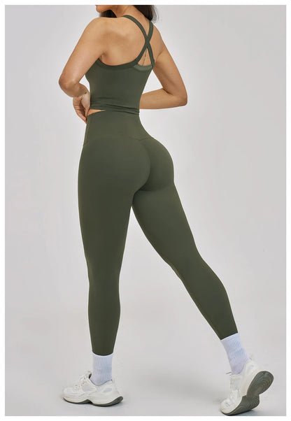 Women Gym Tracksuit Yoga Suit Sports Outfits High Waist Leggings Workout Clothes Female Fitness Running Suit Push Up Sportswear