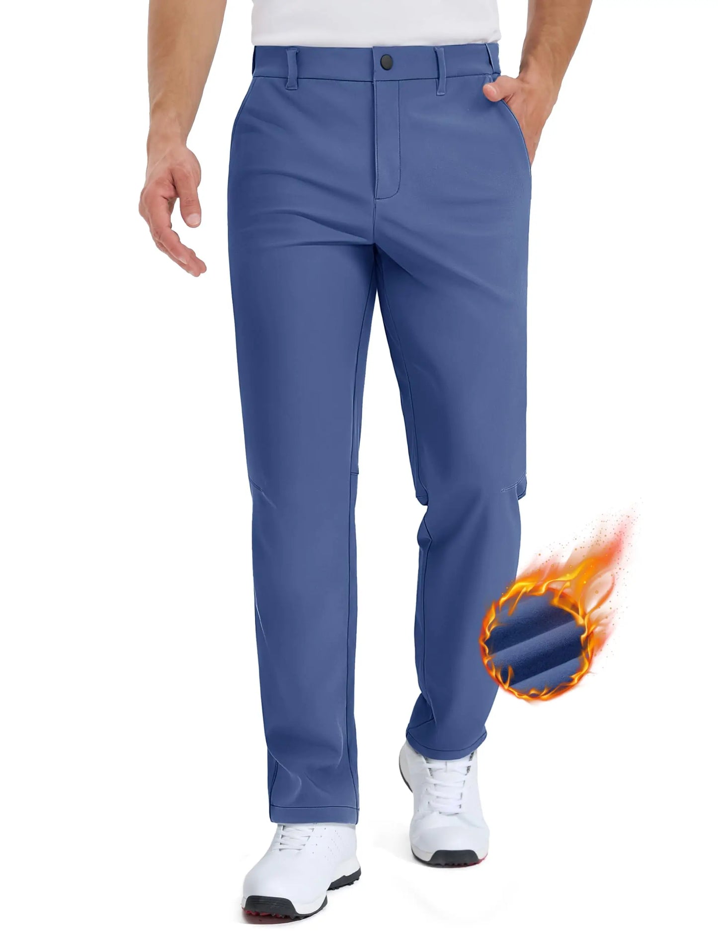 TACVASEN Winter Golf Pants for Men Fleece Lined Work Business Casual Dress Slacks Water Resistant Stretch Warm Trousers