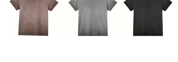 Female 240GSM Gradient Washed Custom LOGO Solid Slim  T-Shirt Soft Cotton Streetwear Casual Short Sleeve Cool Retro For Women