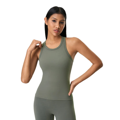 Custom LOGO new nude shaping yoga clothes vest with chest pad fitness sports sleeveless top