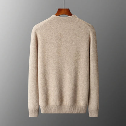 New Chinese Style Men's Pullover 100% Pure Wool Knit Sweater Autumn Winter Retro Stand Collar Long Sleeve Fashion Cashmere Tops