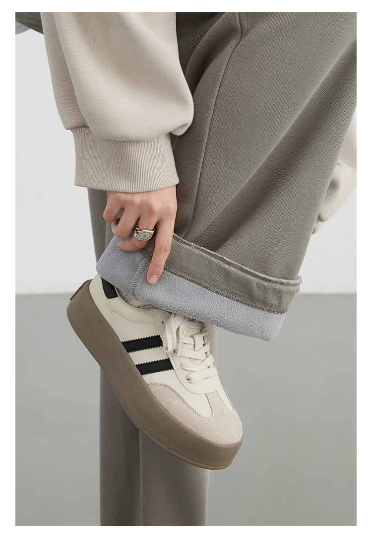CHIC VEN Women's Pant Streetwear Solid Loose New Drawstring Sports Casual Trousers High Waisted Pants Autumn Winter 2025