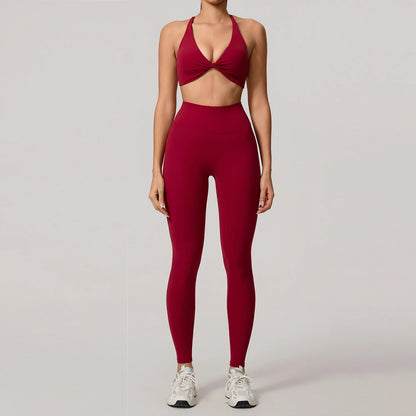 New Summer 2Pcs Women's Quick-Dry Sports Set V-Shaped Bra Female Sleeveless Yoga Outfit Gym Two-Piece Woman Sport Clothes